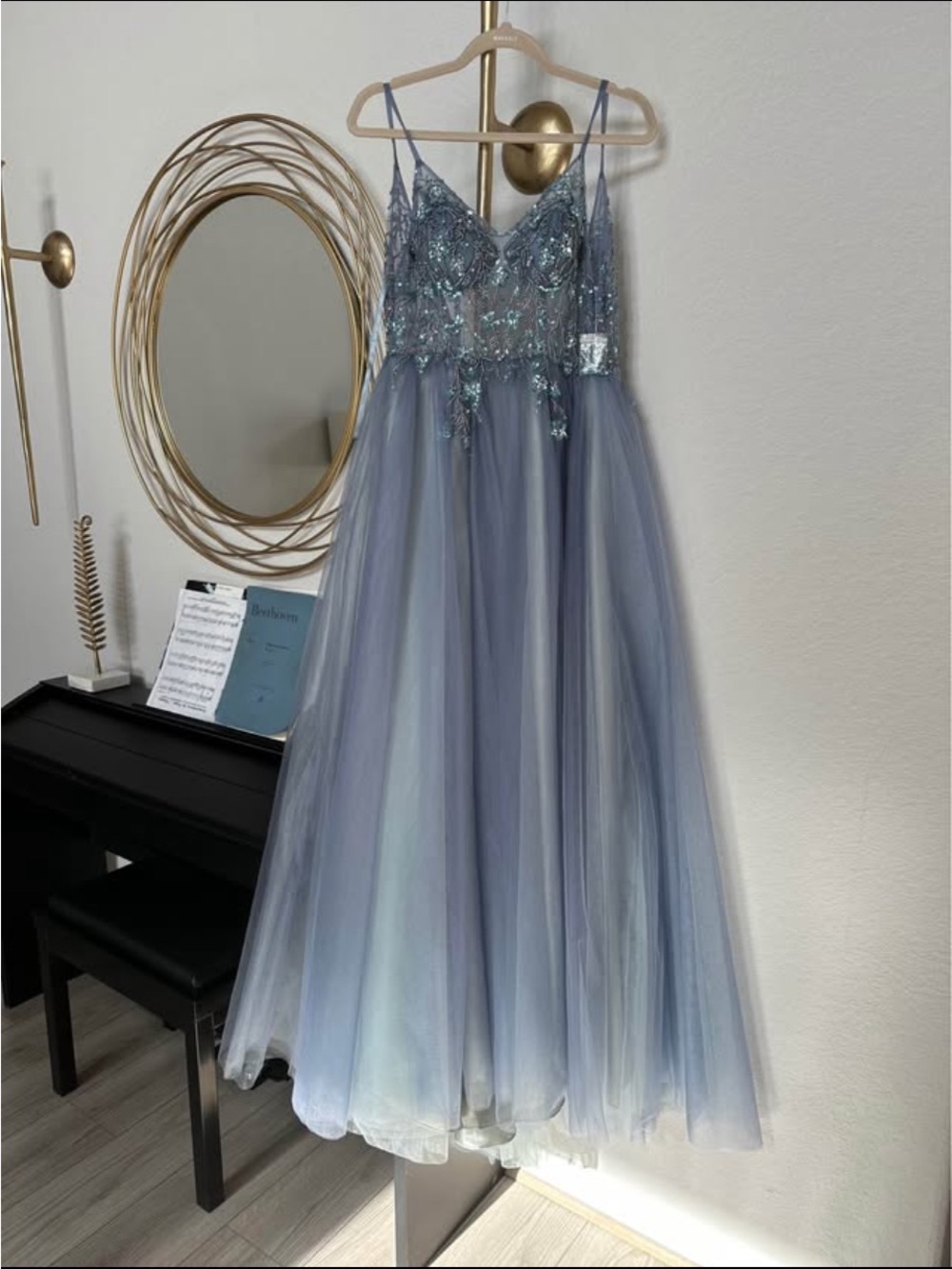 Girls' Sparkle Tulle Dress with Sequin Bodice - Light Blue